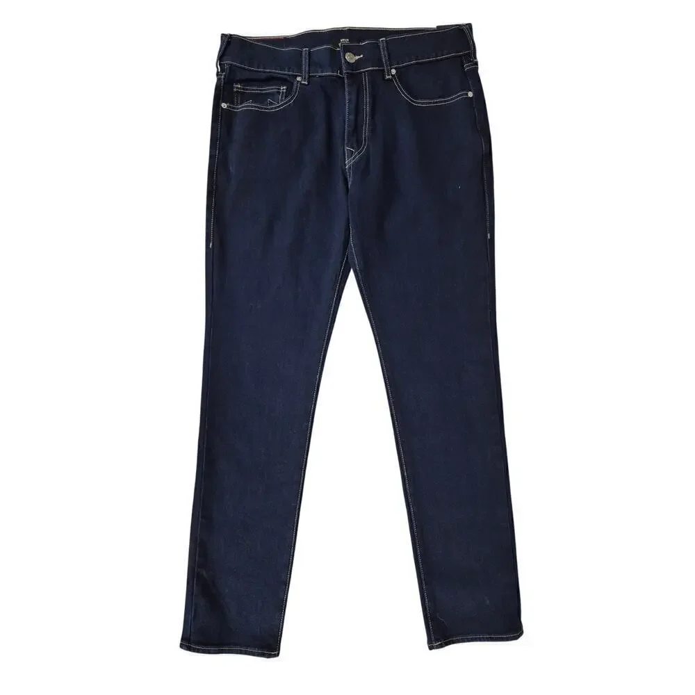 NWT True Religion Rocco Relaxed Skinny Dark Blue Jeans Sz W34 x L32